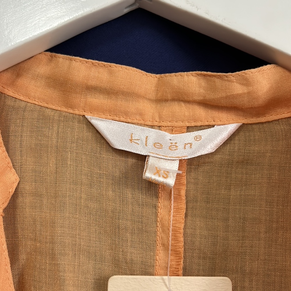 Kleen NWT long sleeve linen XS spring dress/tunic top- CUTE! Peach perfect! - Picture 4 of 4